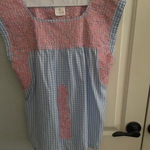J marie gingham appliqued top